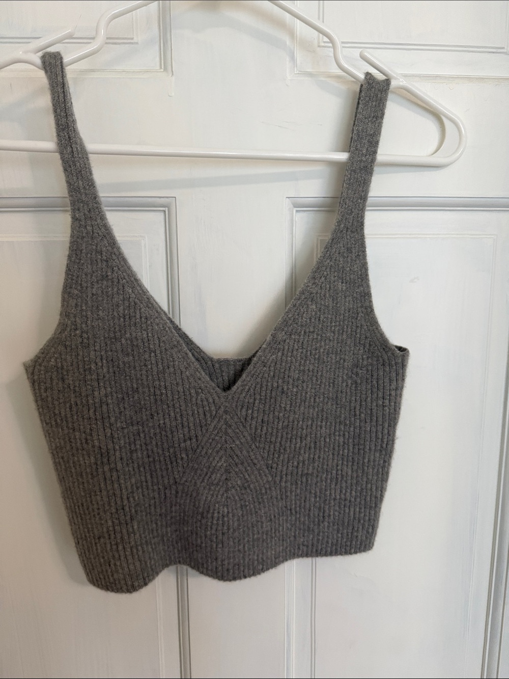 J. Crew cashmere Gray Ribbed V-Neck Knit tank